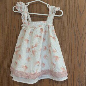 Catherine Malandrino Flutter Sleeve Lace Butterfly Pink White Top-4T